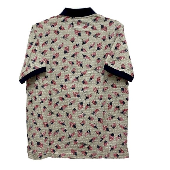 Roundtree & Yorke Men's USA Flag Polo Shirt Size L or XL BEIGE - New With Tag - Picture 3 of 11